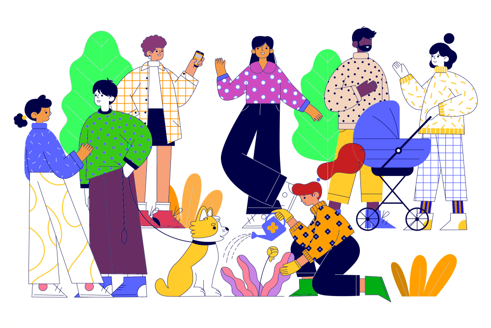 Dekoratives Hintergrundbild: Helfende Menschen